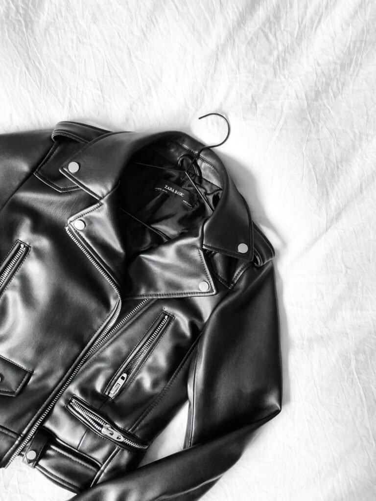 Black Leather Zip-Up Jacket